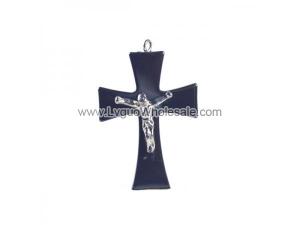 Hematite  Greek Cross Pendant 27X38mm Silver Jesus